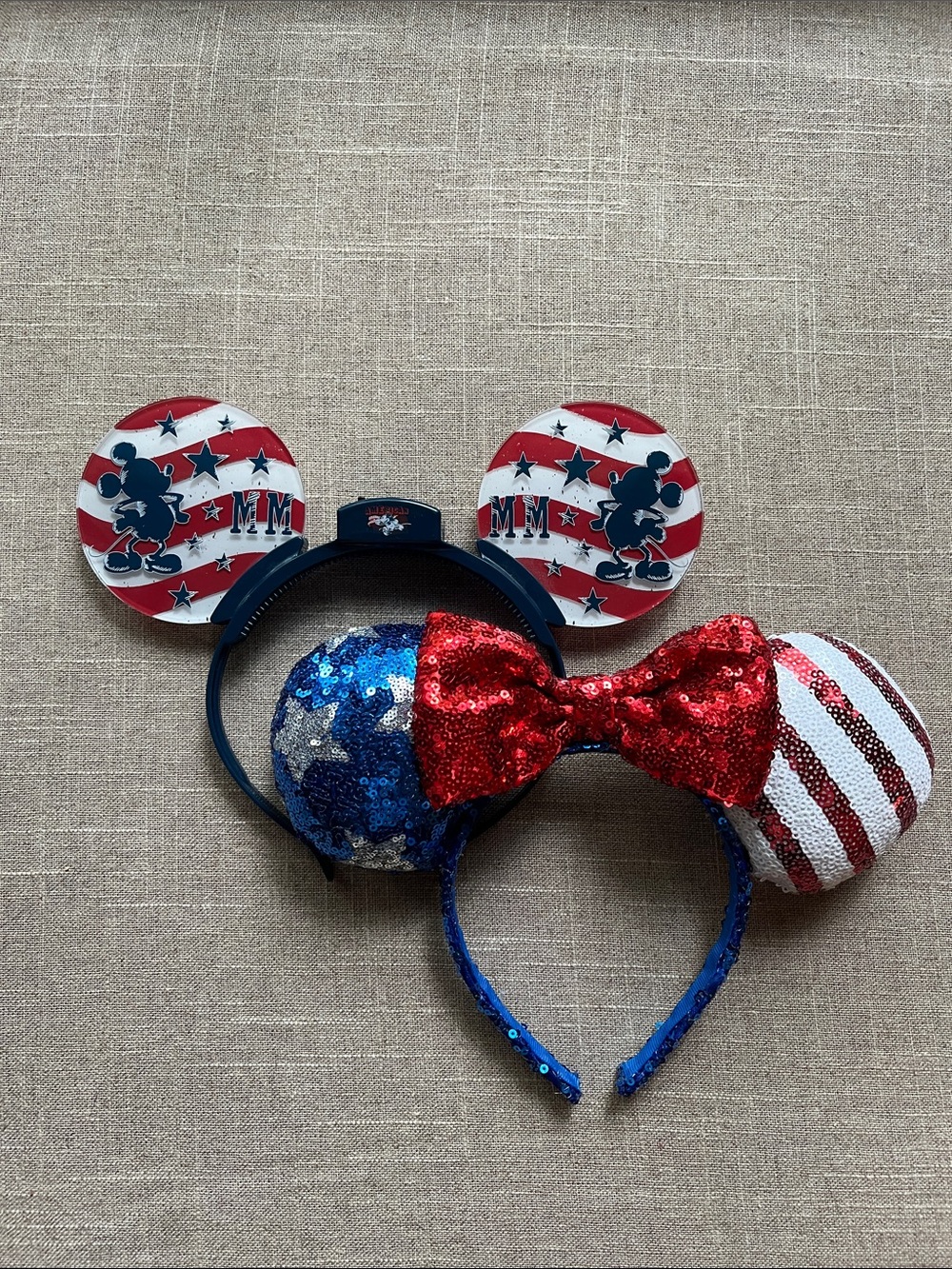 Disney Patriotic Sequin and Light Up Plastic Minnie Ears Headband